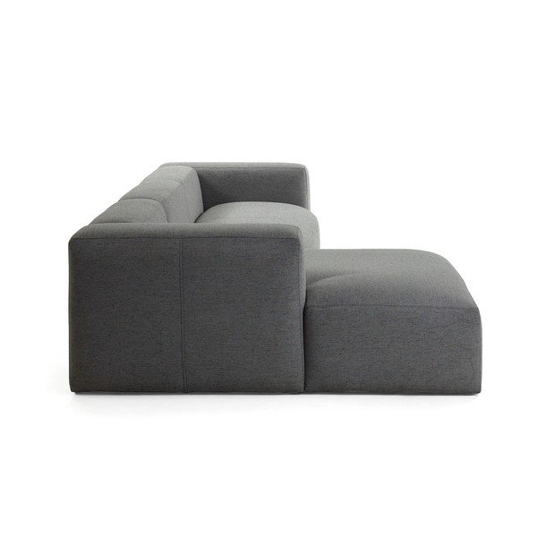 Tumši pelēks stūra dīvāns Kave Home Blok, kreisais stūris-image-3