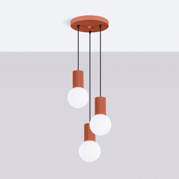 Terakotas oranža metāla piekaramā lampa ar stikla abažūru ø 25 cm Orbital – Sollux-image-2