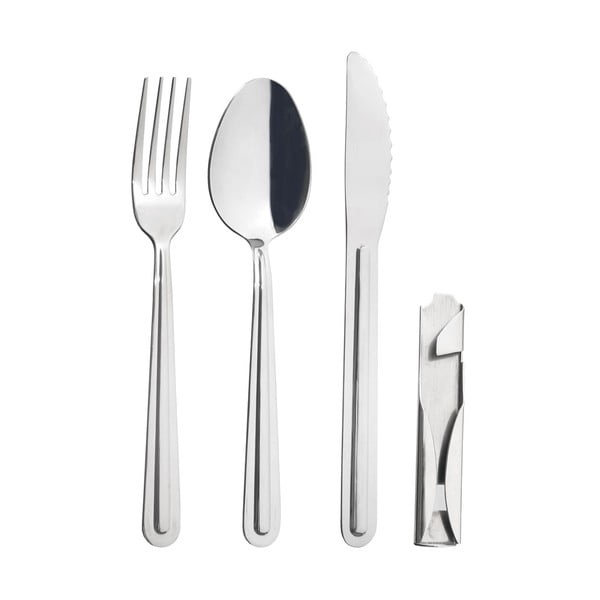 Sudraba krāsas nerūsējošā tērauda galda piederumi (4 gab.) KEMP – Orion