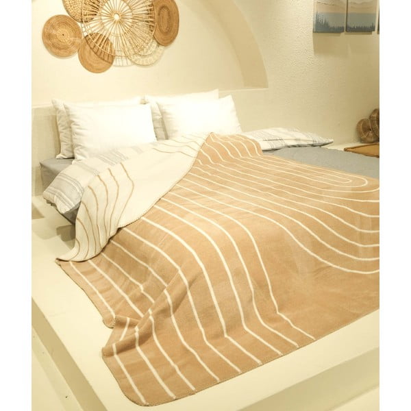 Okera dzeltens/balts pārklājs divvietīgai gultai 200x220 cm Twin – Oyo Concept