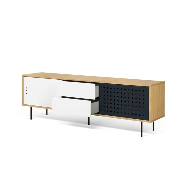 Ozolkoka TV kumode ar melnām un baltām detaļām TemaHome Dann Dots, garums 201 cm-image-3