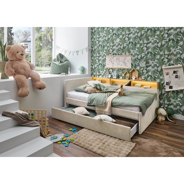 Bēša stūra bērnu gulta ar veļas kasti bez režģa 90x200 cm Uno – Meise Möbel-image-2