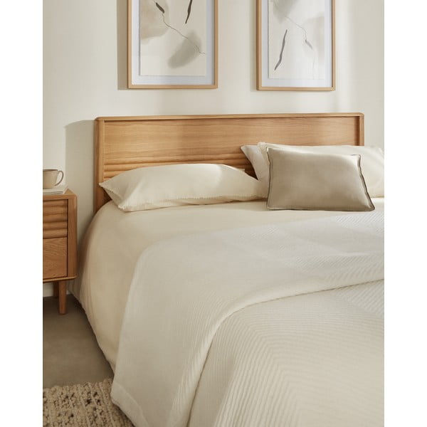 Dabīga toņa ozola masīvkoka divvietīga gulta ar režģi 180x200 cm Lenon – Kave Home-image-3