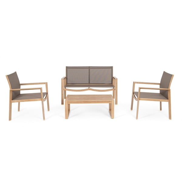 Dabīga toņa alumīnija dārza atpūtas komplekts 4 personām Kallen – Bizzotto