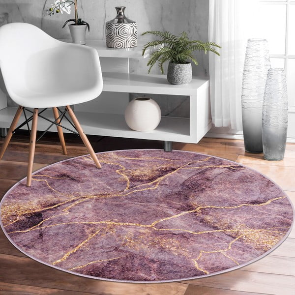 Rozā mazgājams robotu putekļu sūcējiem piemērots apaļš paklājs ø 80 cm Comfort – Mila Home-image-4