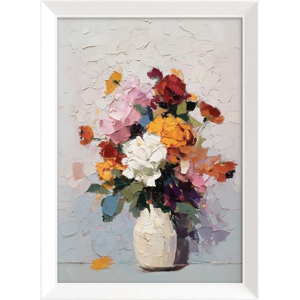 Drukāta glezna ar rāmi 56x75 cm White Vase – Styler