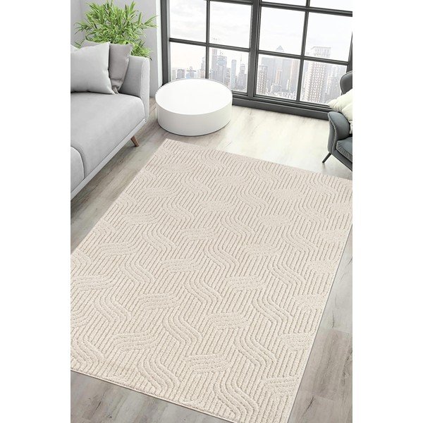 Krēmkrāsas mazgājams paklājs 150x230 cm Loopy – Mila Home-image-1
