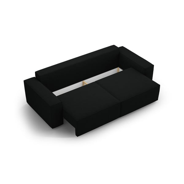 Melns salokāms dīvāns no buklē auduma 247 cm Jodie – Micadoni Home-image-3