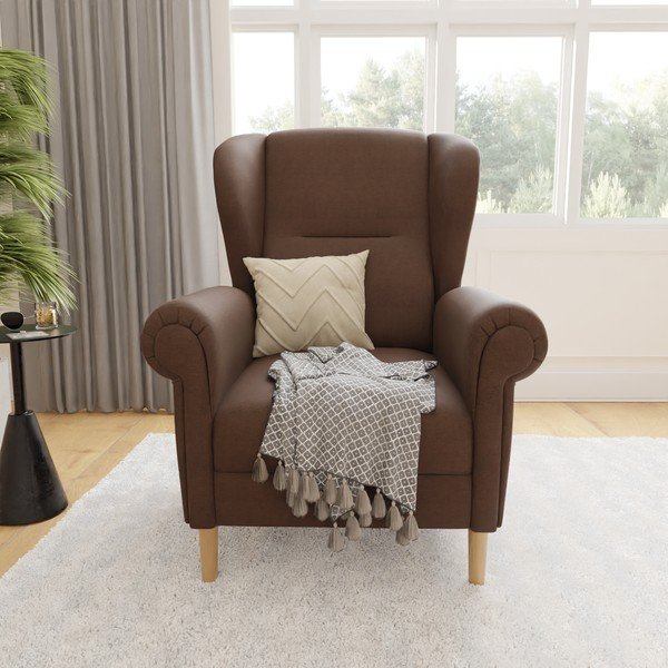 Tumši brūns atpūtas krēsls ar atzveltni Swan – Ropez-image-1