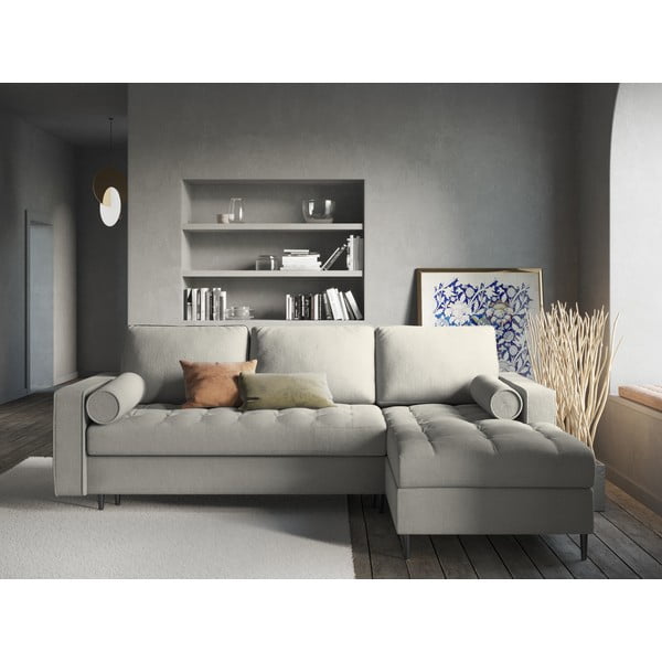 Gaiši pelēks izvelkamais stūra dīvāns ar veļas kasti Milo Casa Santo, labais stūris-image-1