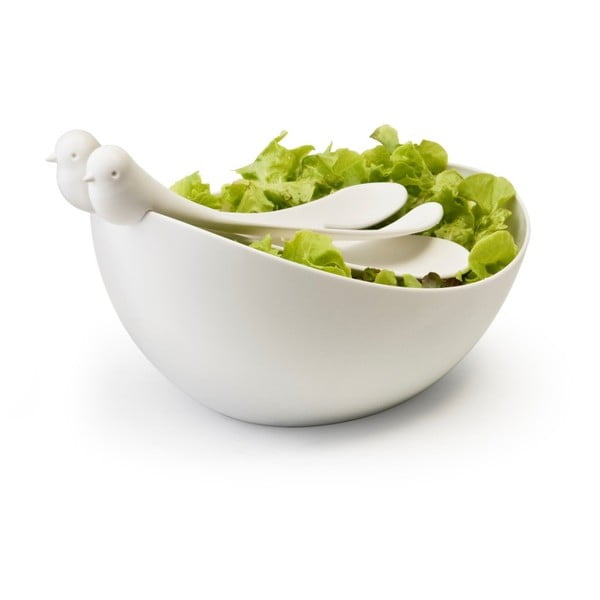 Balts salātu komplekts ar Qualy&CO Sparrow Salad Bowl