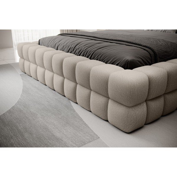 Bēša polsterēta divvietīga gulta ar veļas kasti un ar redelēm 160x200 cm Dizzle – ELTAP-image-3