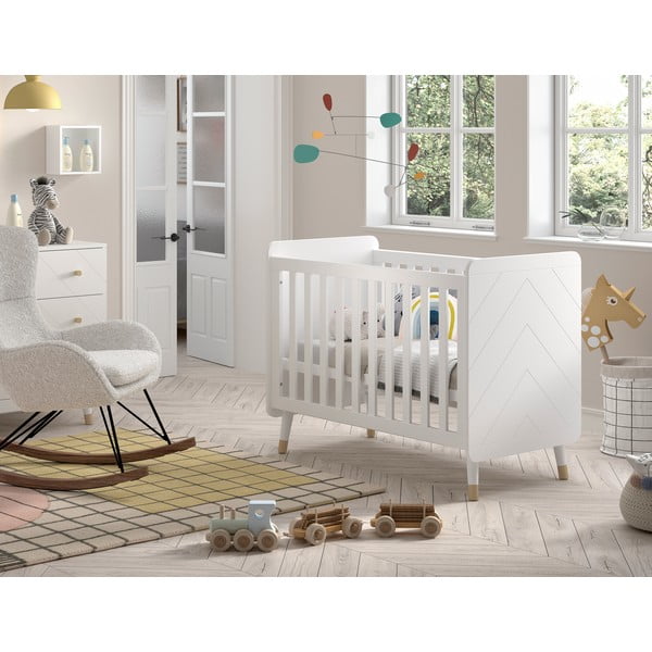 Balta priedes masīvkoka bērnu gultiņa 60x120 cm BILLY – Vipack-image-1