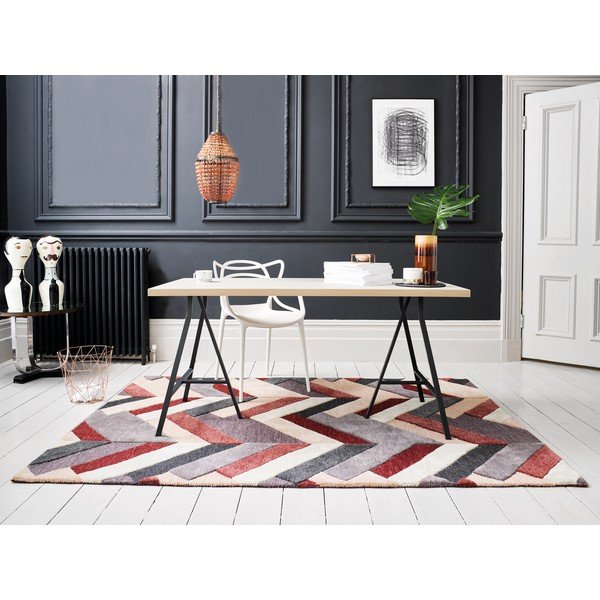 Sarkans un pelēks ar rokām austs paklājs Flair Rugs Salon, 120 x 170 cm-image-2