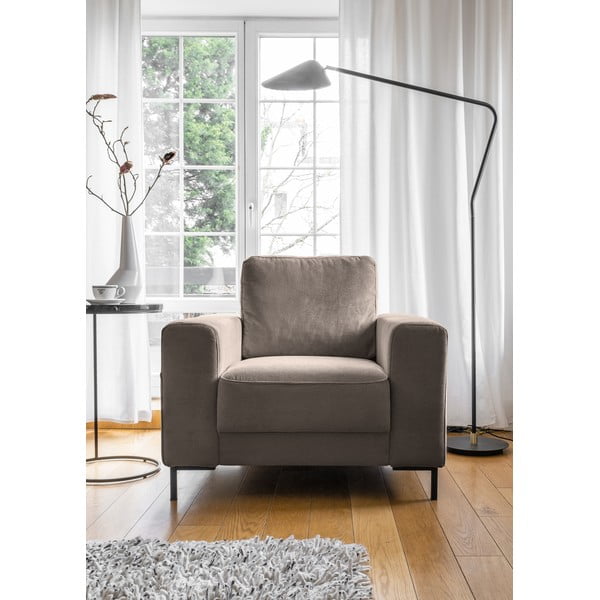 Brūns velveta atpūtas krēsls Lofty Lilly – Miuform-image-1