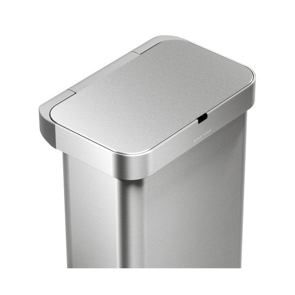 Sudraba krāsas bezkontakta tērauda atkritumu tvertne 58 l Sensor – simplehuman-image-1