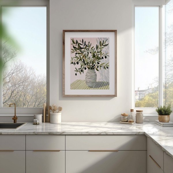 Drukāta glezna ar rāmi 40x50 cm Olive Bunch II – Styler-image-1