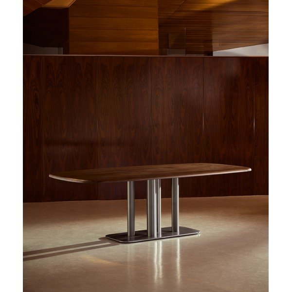 Ēdamgalds ar riekstkoka imitāciju 110x220 cm Melvar – Kave Home-image-1