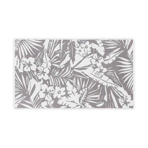 Pelēki balts kokvilnas vannasistabas paklājiņš Foutastic Floral, 100 x 180 cm