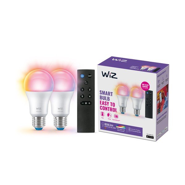 LED spuldzes ar E27 spuldžu ietveri (2 gab.), 9 W – WiZ