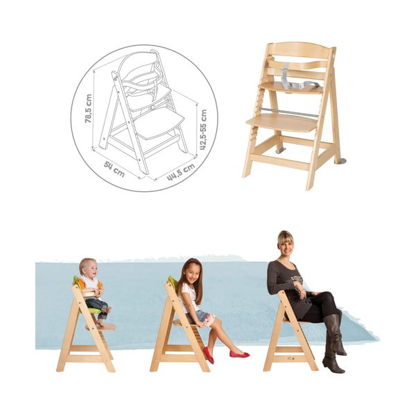 Gaiši pelēks/dabīga toņa bērnu barošanas krēsls Style Born Up 2in1 – Roba-image-3