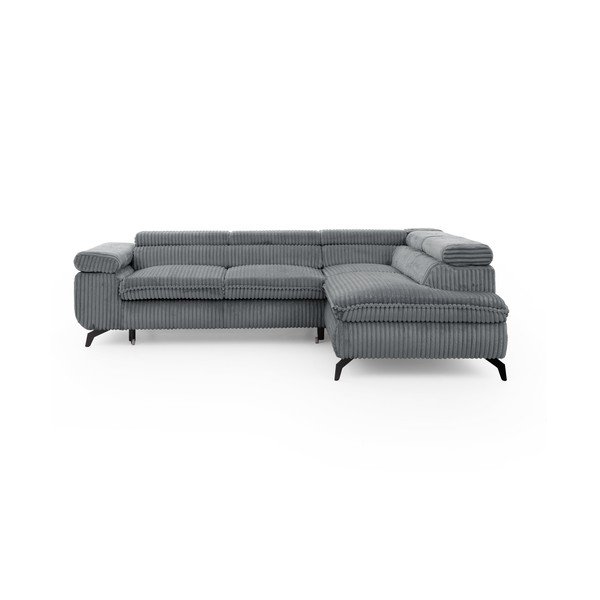 Pelēks velveta stūra dīvāns (ar labo stūri/L veida) Marbeya  – Ropez