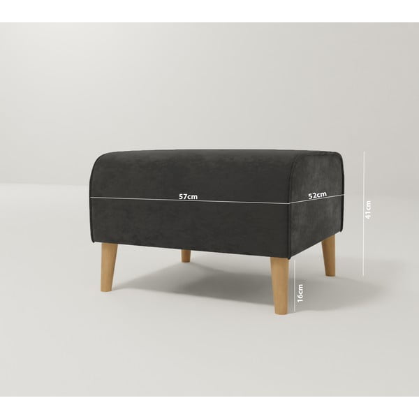 Tumši pelēks samta kāju soliņš Carole – Ropez-image-3