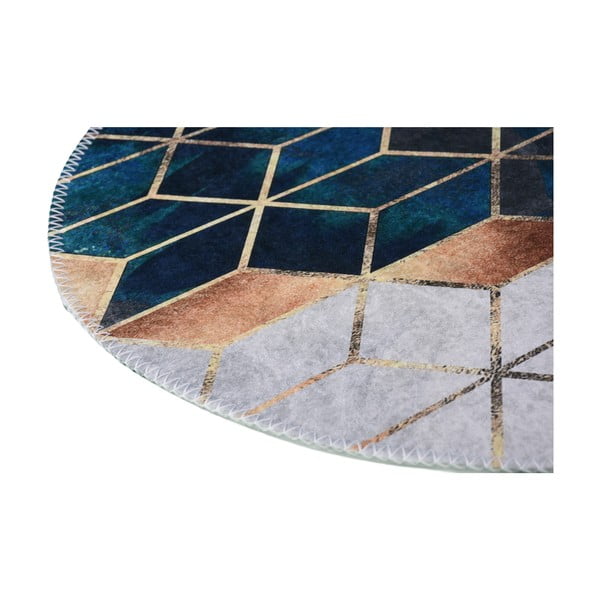 Balts/zaļganzils mazgājams apaļš paklājs ø 100 cm – Vitaus-image-2