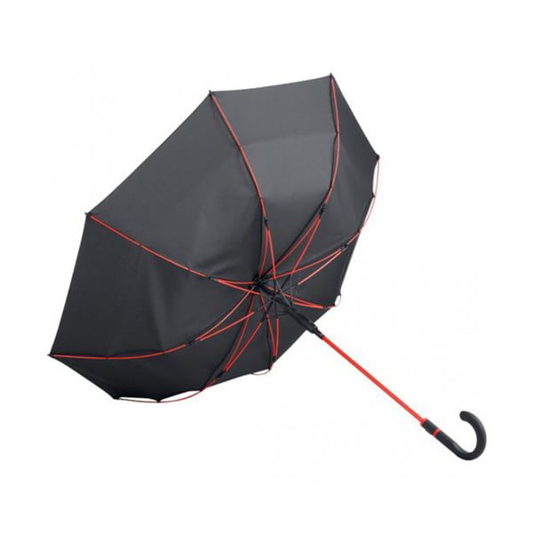Melns vējdrošs lietussargs ar sarkanām detaļām Ambiance Fare Proof, ⌀ 112 cm-image-3