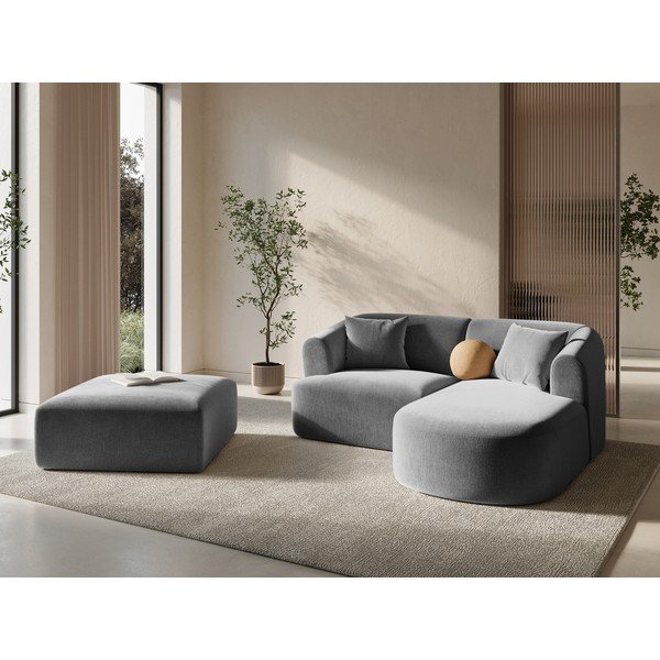 Gaiši pelēks samta kāju soliņš Campi – Cosmopolitan Design-image-1