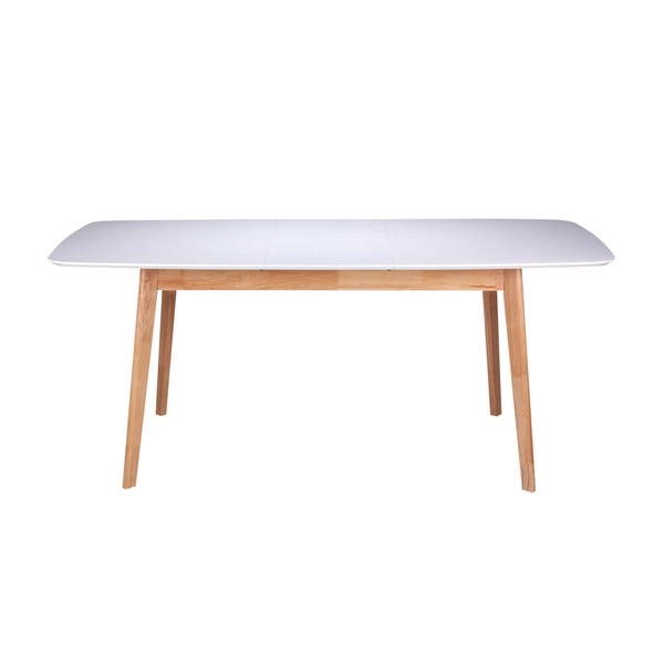 Balts izvelkamais ēdamgalds ar gumijas koka pamatni sømcasa Enma, garums 120 cm-image-1
