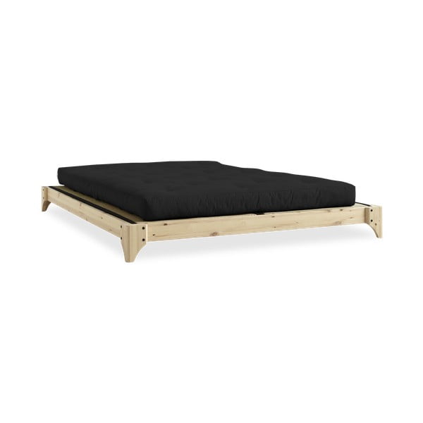 Divguļamā gulta no priedes koka ar matraci un tatami Karup Design Elan Double Latex Natural Clear Black, 160 x 200 cm