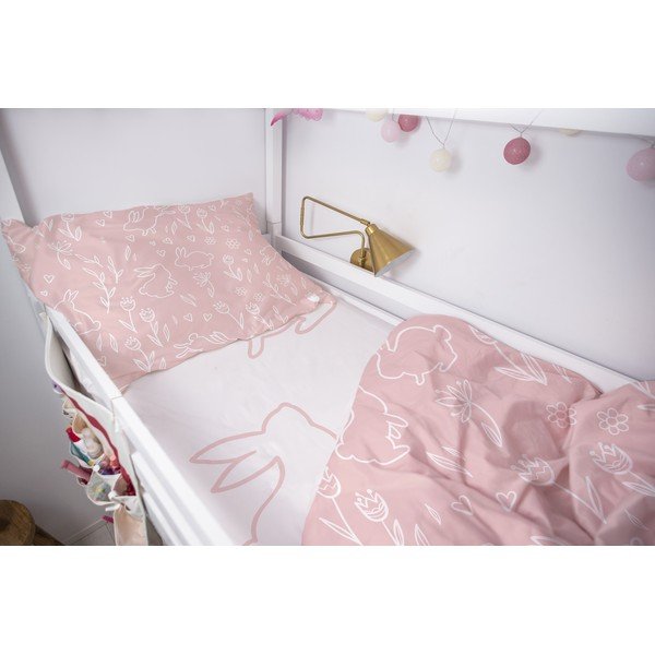 Bērnu gultiņas palags no kokvilnas satīna 120x60 cm Sweet Bunnies - Butter Kings-image-1