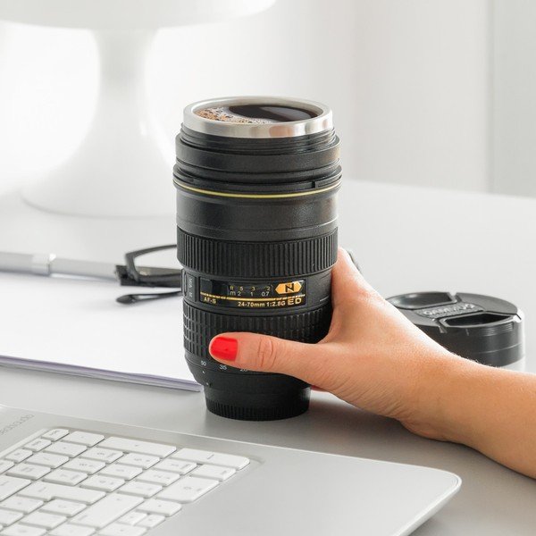 Melna ceļojumu termo krūze InnovaGoods CamCup, 400 ml-image-1