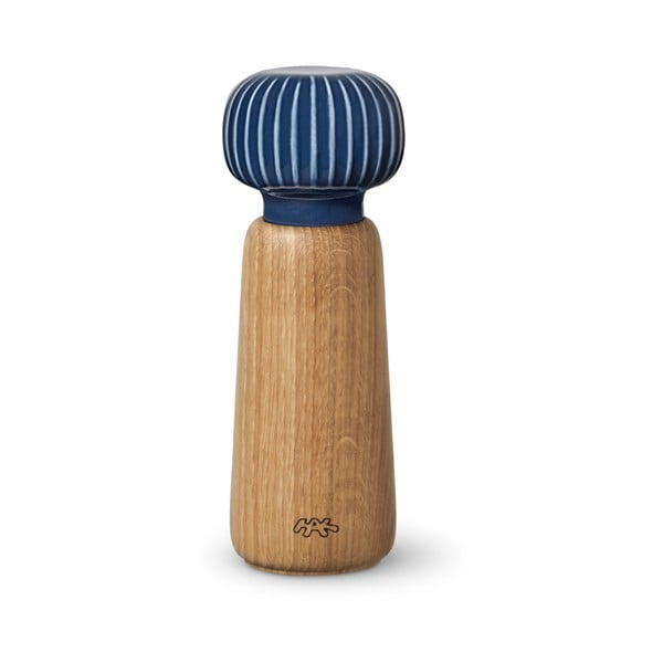 Garšvielu dzirnaviņas no ozolkoka ar tumši zilām porcelāna detaļām Kähler Design Hammershoi, augstums 17,5 cm