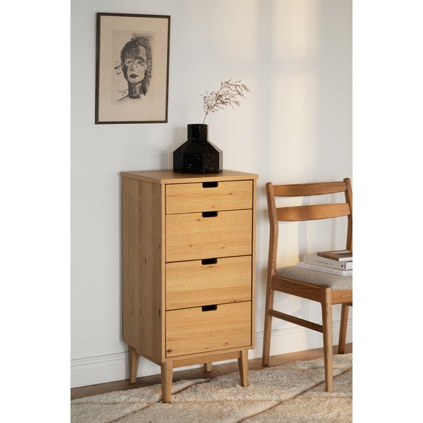 Dabīga toņa ozola masīvkoka kumode 45x92x38 cm Garrison – Rowico-image-2