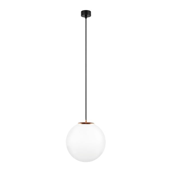 Balta piekaramā lampa ar melnu kabeli un vara krāsas detaļām Sotto Luce Tsuri, ⌀ 30 cm