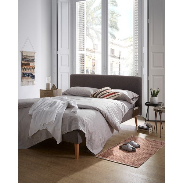 Pelēka divguļamā gulta Kave Home Lydia, 160 x 200 cm-image-1