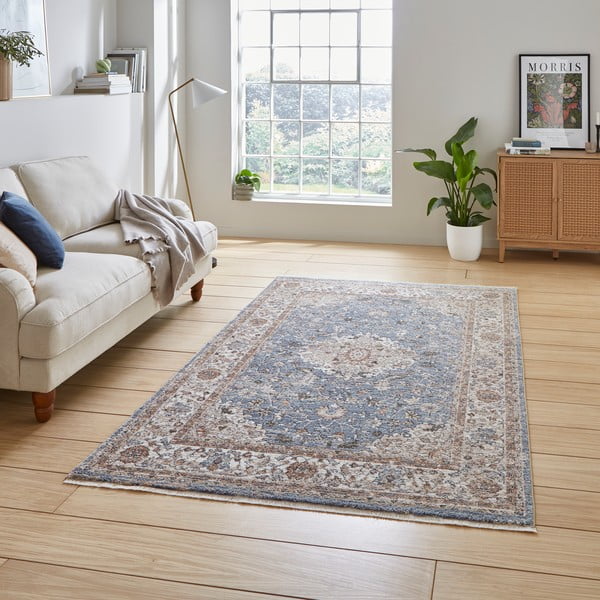 Zils/bēšs celiņa paklājs 80x300 cm Vintage – Think Rugs-image-1