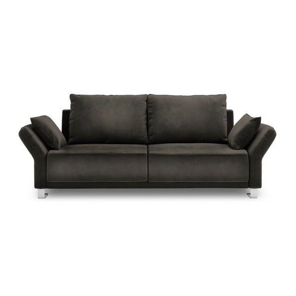 Tumši brūna trīsvietīga dīvānu gulta ar samta pārvalku Windsor & Co Dīvāni Pyxis