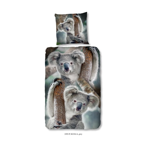 Bērnu vienvietīga kokvilnas gultasveļa Good Morning Koala, 140 x 200 cm