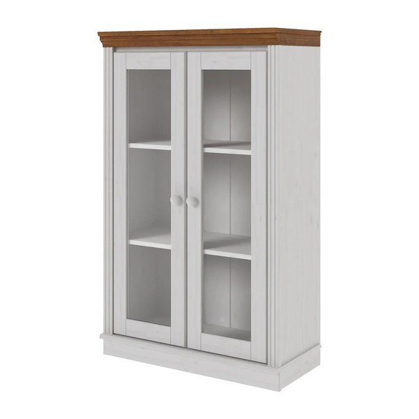 Balta/dzintara dzeltena priedes masīvkoka vitrīna 74x118x35 cm Anita – Støraa-image-3