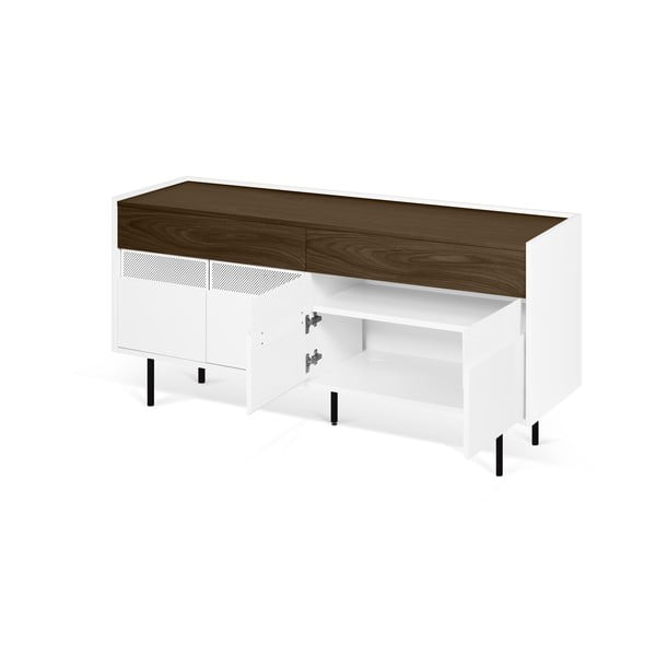 Balta kumode ar riekstkoka imitācijas elementiem Radio – TemaHome-image-2