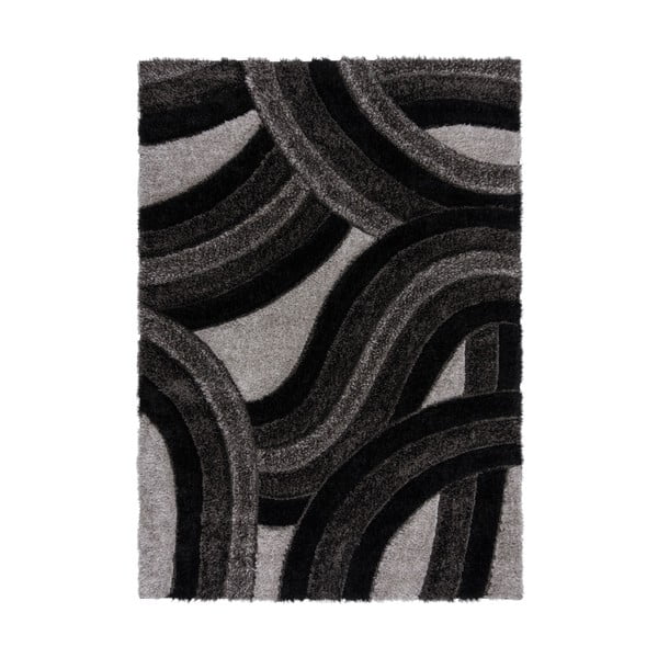 Melns/pelēks ar rokām darināts paklājs no pārstrādātas šķiedras 160x230 cm Velvet – Flair Rugs