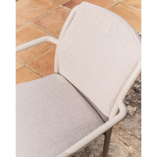 Bēšs polsterēts dārza krēsls Linosa – Kave Home-image-4