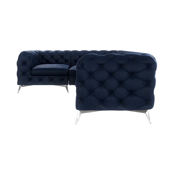 Tumši zils samta stūra dīvāns (ar kreiso stūri/L veida) Chelsea – Ropez-image-1