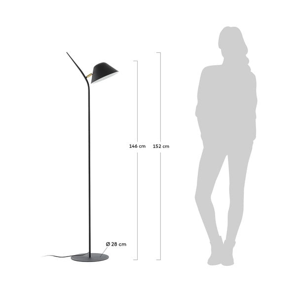 Melna stāvlampa ar metāla abažūru (augstums 152 cm) Aurelia – Kave Home-image-4