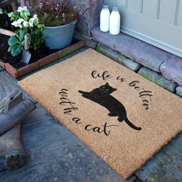 Kokosšķiedras kājslauķis 40x60 cm Life Is Better With a Cat – Artsy Doormats-image-2