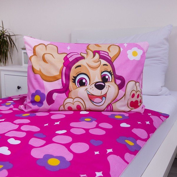 Rozā kokvilnas bērnu gultas veļa 100x135 cm Paw Patrol "Pawsome friendships grow" – Jerry Fabrics-image-3