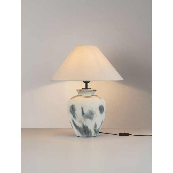 Balta/pelēka keramikas galda lampa ar auduma abažūru (augstums 55 cm) Lupe – Nova Luce-image-3